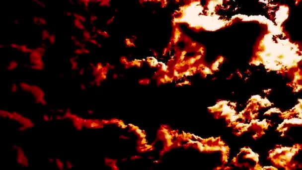 Égő tűz felhők, mint a pokol idő telik Epic filmszerű fúj — Stock videók