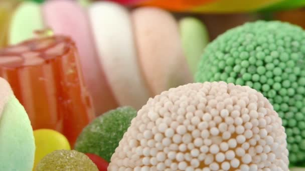 キャンディスイートゼリーロリーとおいしいシュガーデザート — ストック動画