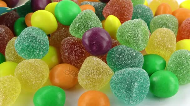 Bonbons Gelée sucrée Lolly et délicieux dessert au sucre — Video