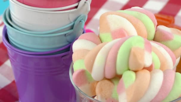 Dolce caramella dolce gelatina Lolly e delizioso dessert di zucchero — Video Stock