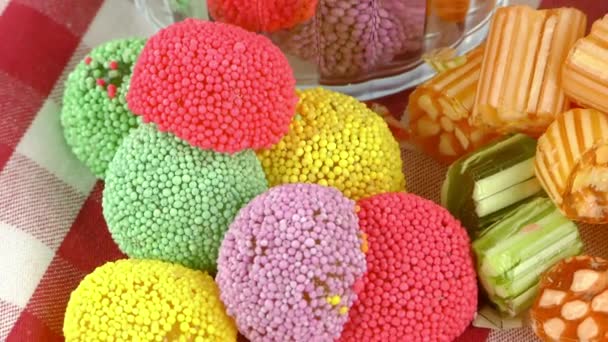 Bonbons Gelée sucrée Lolly et délicieux dessert au sucre — Video