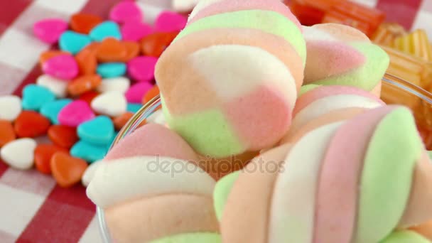 Dulce caramelo jalea Lolly y delicioso postre de azúcar — Vídeos de Stock