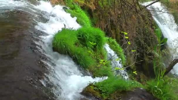 Водопад и вид на природу — стоковое видео