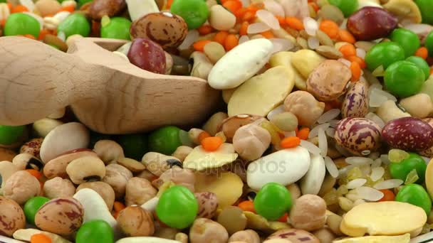 Peulvruchten natuurlijke Mix van lekker en gezond eten — Stockvideo