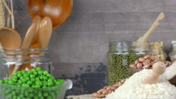豆类食品美味又健康的自然融合 — 图库视频影像