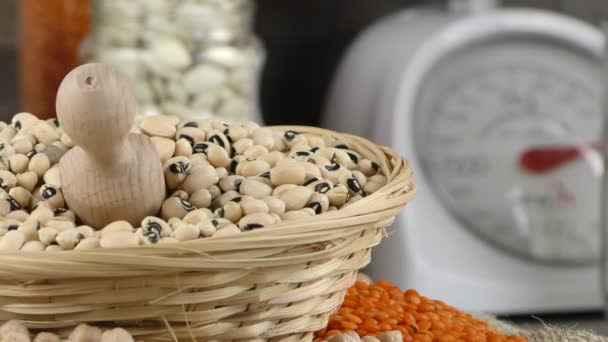 Legumbres Deliciosa y Saludable Mezcla Natural de Alimentos — Vídeo de stock