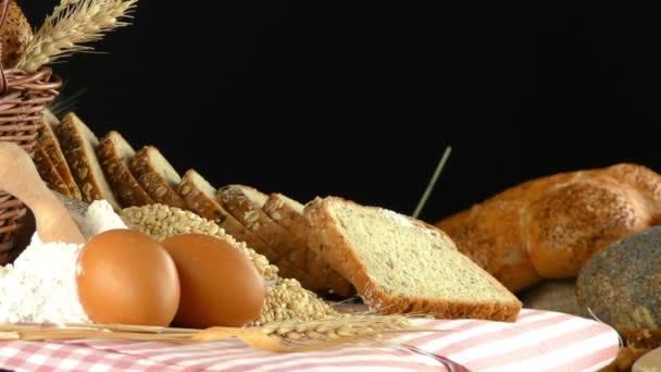 Delizioso concetto di cibo fresco Pane — Video Stock