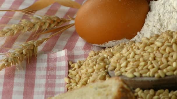 Heerlijk vers brood eten Concept — Stockvideo