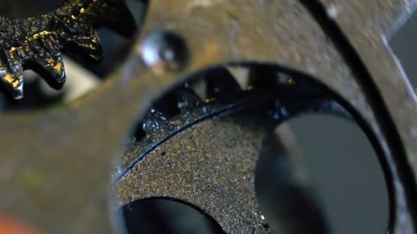 Engranajes de reloj mecánico retro oxidado — Vídeo de stock