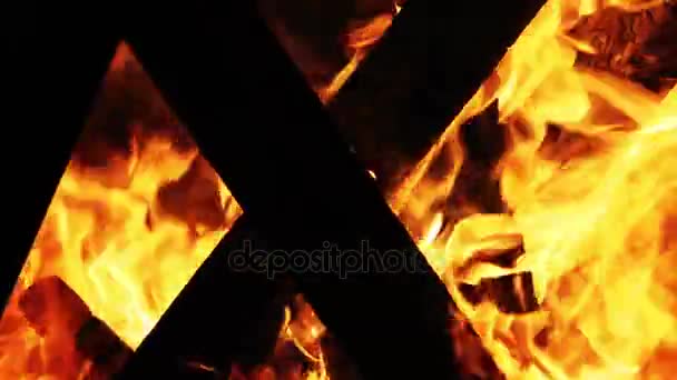 Ξύλου και καύση άνθρακα φωτιά — Αρχείο Βίντεο