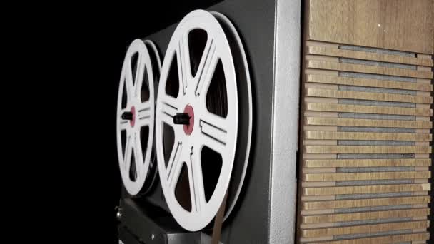 Vintage Tape Recorder Music Film Rolling — Stock Video