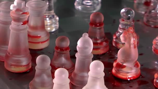 Chess Game Made by Glass — Stock Video