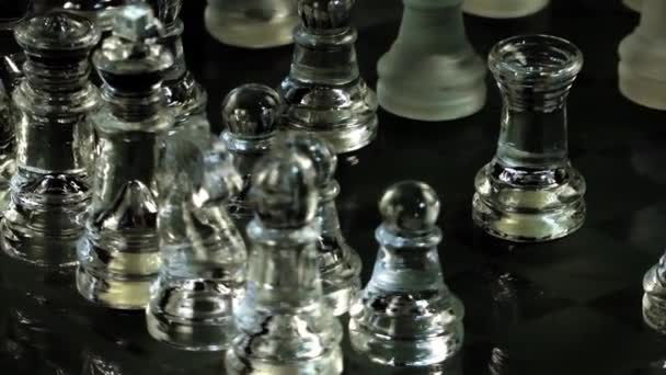 Chess Game Made by Glass — Stock Video