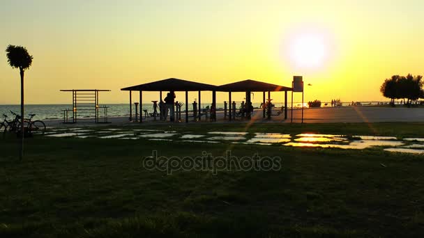 Public sport Training Activity area near the seaside — Stock Video