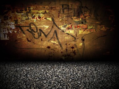 Graffiti duvar oda iç sahne