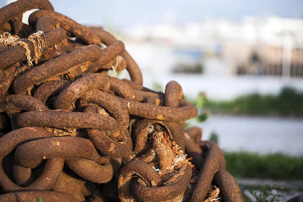 Old Rusty Metal Chain Industrial Concept