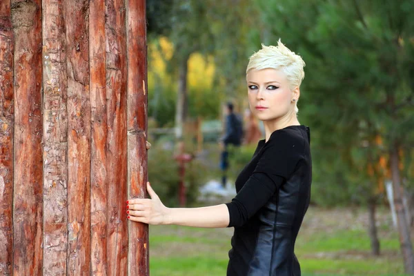 Young Blond Woman in Nature Stock Image