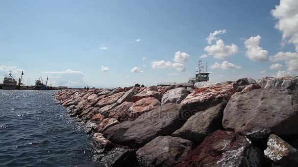 Rocas Piedras en la costa Concepto de la naturaleza — Vídeo de stock
