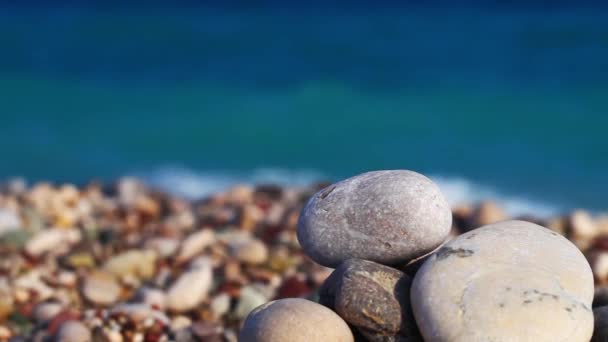 Rocas Piedras en la costa Concepto de la naturaleza — Vídeos de Stock