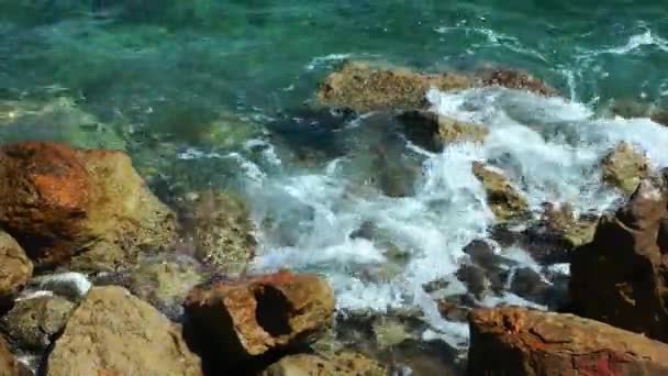 Rocas Piedras en la costa Concepto de la naturaleza — Vídeo de stock