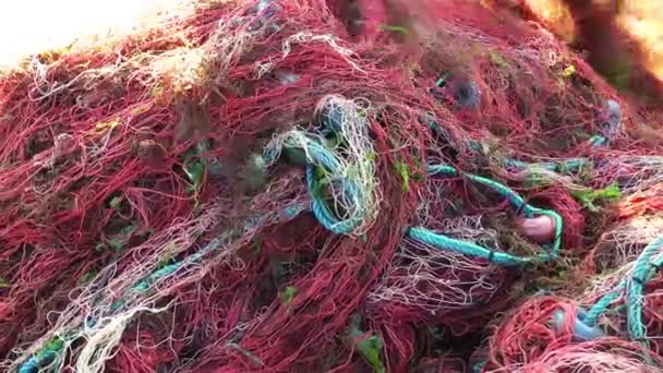 Rybářské Line Detail Fishnets — Stock video
