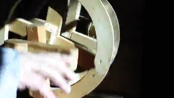 Spun Silk Machine Vintage Handmade Carpet Textile Working — Stock Video