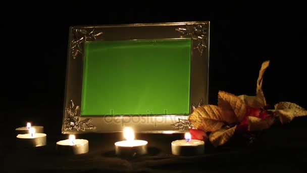 Κορνίζα Και Φως Των Κεριών — Αρχείο Βίντεο