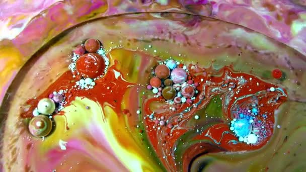 Colorful Chaos Ink Spread Liquid Spheres Turbulence Movement — Stock Video