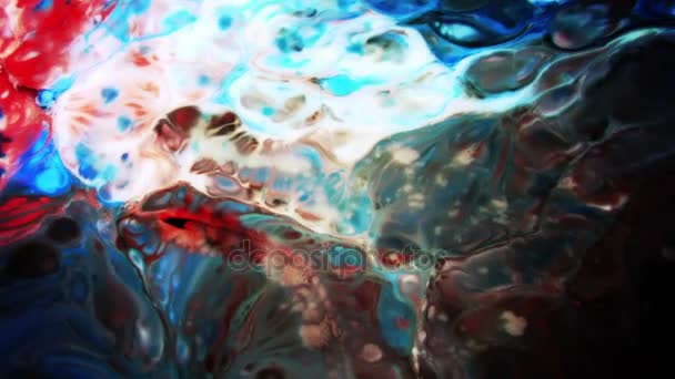 液体乱流運動に広がるカラフルなカオスインク — ストック動画