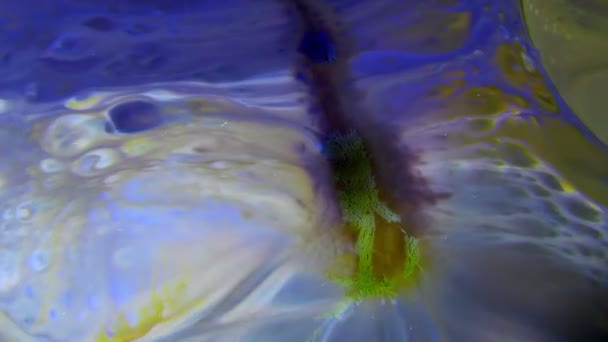 Kolorowy Atrament Chaosu Rozprzestrzeniający Się Ruchu Płynnych Turbulencji — Wideo stockowe