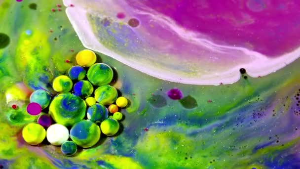 Colorful Chaos Ink Spread Liquid Spheres Turbulence Movement — Stock Video