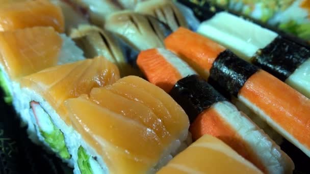 Sushi Aux Fruits Mer Traditionnels Japon — Video
