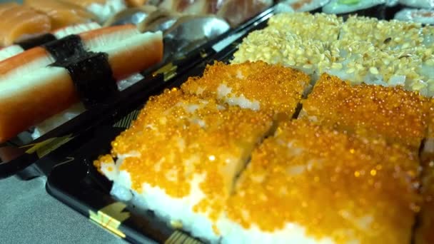 Japan Traditionella Skaldjur Sushi — Stockvideo