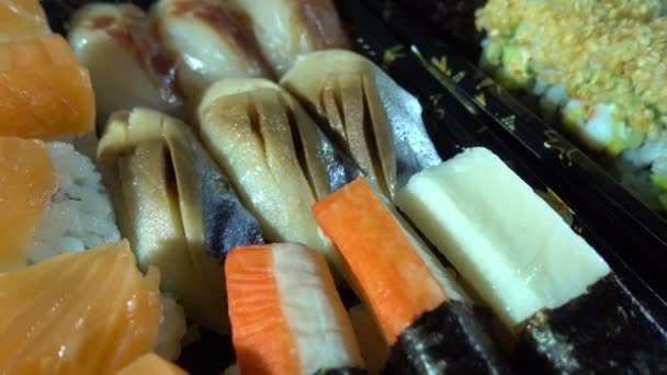 Sushi Aux Fruits Mer Traditionnels Japon — Video