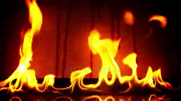 Ogień Drewniane Tła — Wideo stockowe