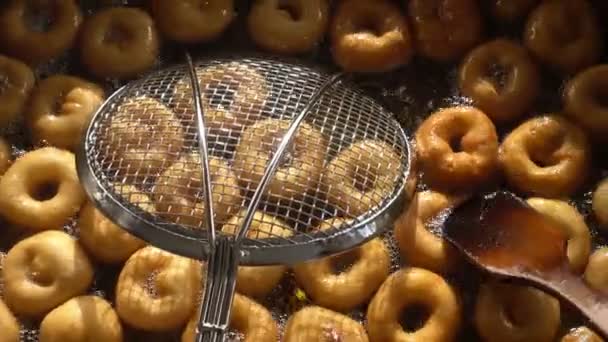 Turkiska Anatolien Traditionella Söta Dessert Donut Heter Lokma — Stockvideo