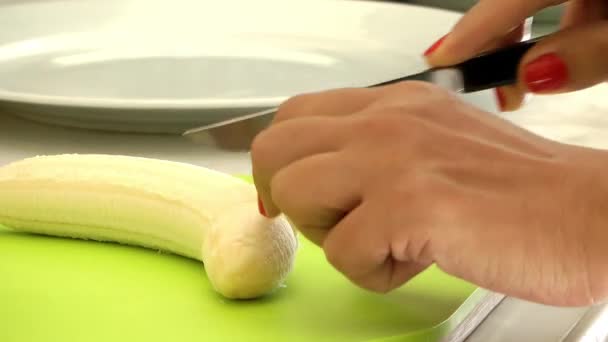 切削バナナ果物概念 — ストック動画