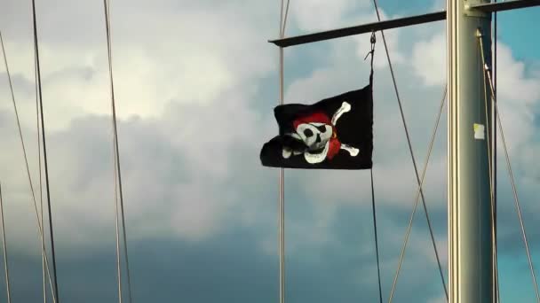 Bandera Pirata Barco — Vídeos de Stock