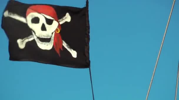 Pirat Flaggan Båt — Stockvideo
