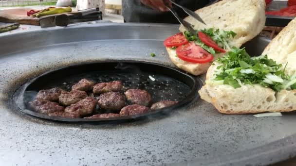 Gehaktbal Kofte Turkse Buiten Stijl — Stockvideo