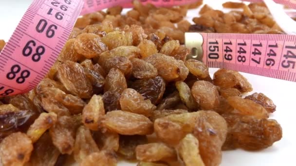 Raisins Measurement Macro View — Stock Video