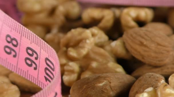Almond Walnut Measurement Macro View — Stock Video