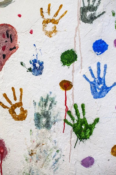 Graffiti Hands and Fingers Shape on Wall