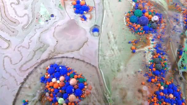 Abstrakte Farbtropfen Blasen Explodieren Spritzdiffusion — Stockvideo