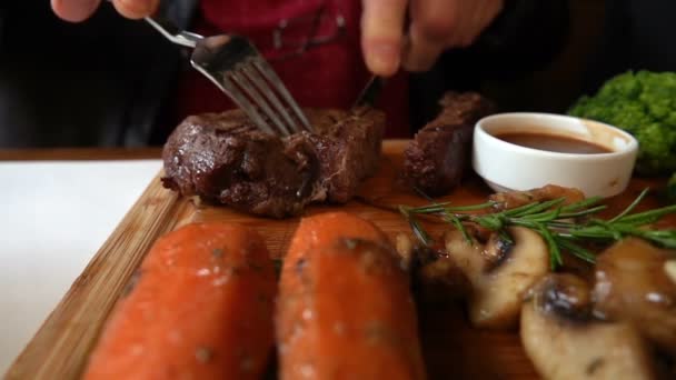 Мясо Коровьего Мяса Овощи — стоковое видео