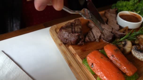 Мясо Коровьего Мяса Овощи — стоковое видео