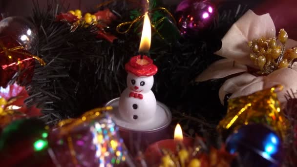 Decorazione Natale Sulle Luci Della Candela — Video Stock