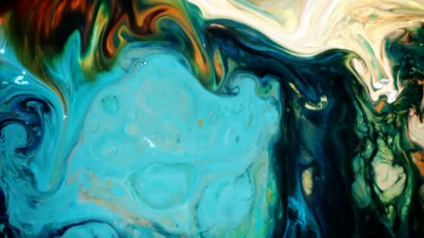 Résumé Mouvement Peinture Encre Explose Propage Sur Élément Liquide Laiteux — Video