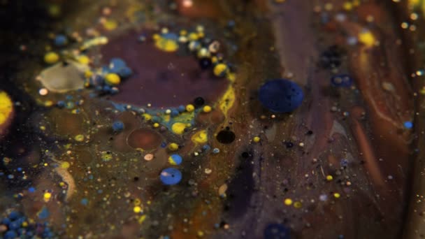 Abstract Colorful Acrylic Food Paint Bubbles Water — Stock Video