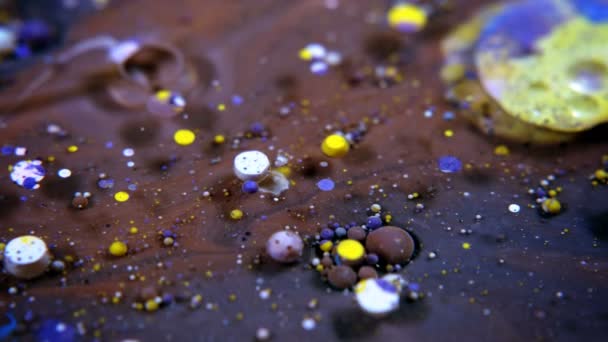 Abstract Colorful Acrylic Food Paint Bubbles Water — Stock Video